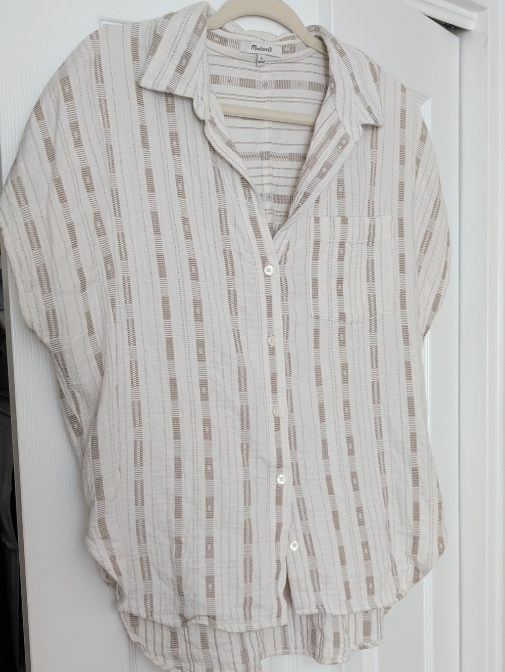 Madewell Cream and Beige Striped Button-Down Shirt